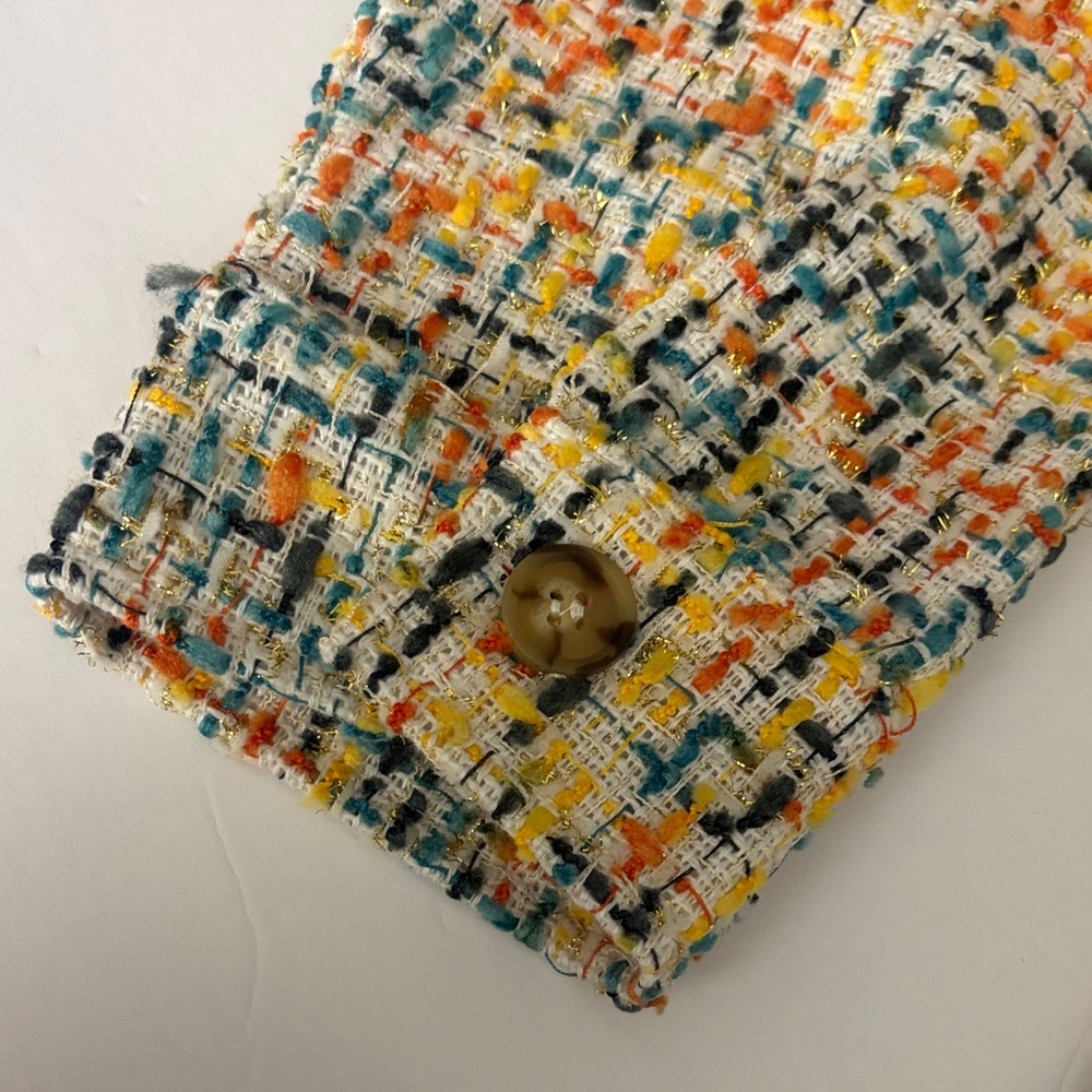ANTHEWAY Women's Multicolor Tweed Button-Down Jacket - Picture 12 of 14